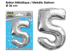 Ballon métallique Argent Chiffre - Tous les chiffres : 5