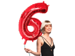 Ballon en aluminium '6' rouge