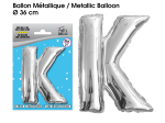 Ballon métallique Argent Lettres et Symboles - Toutes les lettres, le # et le & : K