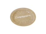 Assiette en carton "Communion" effet kraft impression blanc