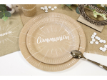 Assiette en carton "Communion" effet kraft impression blanc