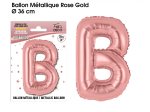 Ballon métallique Rose Gold Lettres et Symboles - Toutes les lettres, le # et le & : B
