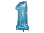 Ballon aluminium Chiffre 1 Galactic Aqua - 101 cm
