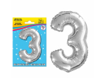 Ballon métallique Argent Chiffre - Tous les chiffres : 3<br/>