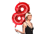 Ballon en aluminium '8' rouge