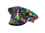 Pc. Casquette Capitaine Rainbow switch (paillettes réversibles arc-en-ciel/or)