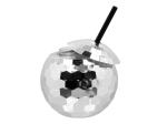 Pc. Gobelet boule disco avec paille argent 650ml Tropique