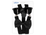 Set d'accessoires noir (lunettes party, noeud papillon et bretelles)