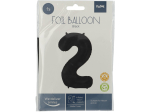 Ballon aluminium Chiffre 2 Noir Mate Métallique - 86 cm