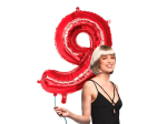 Ballon en aluminium '9' rouge