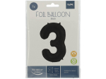 Ballon aluminium Chiffre 3 Noir Mate Métallique - 86 cm