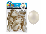 Sachet de 25 ballons latex métallisés Blanc Albâtre