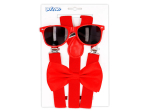 Set d'accessoires rouge (lunettes party, noeud papillon et bretelles)