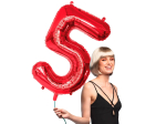 Ballon en aluminium '5' rouge